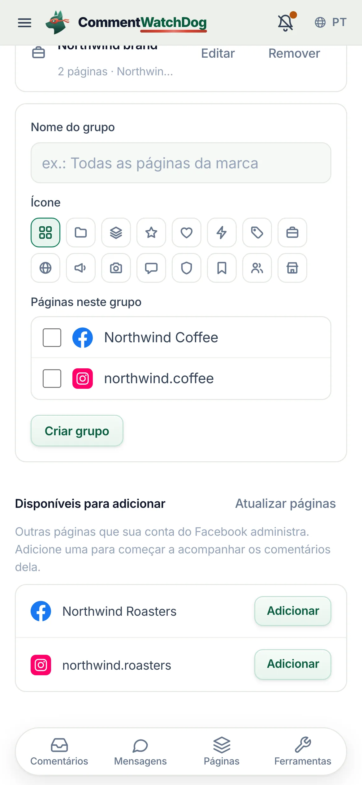 A mesma lista no celular.