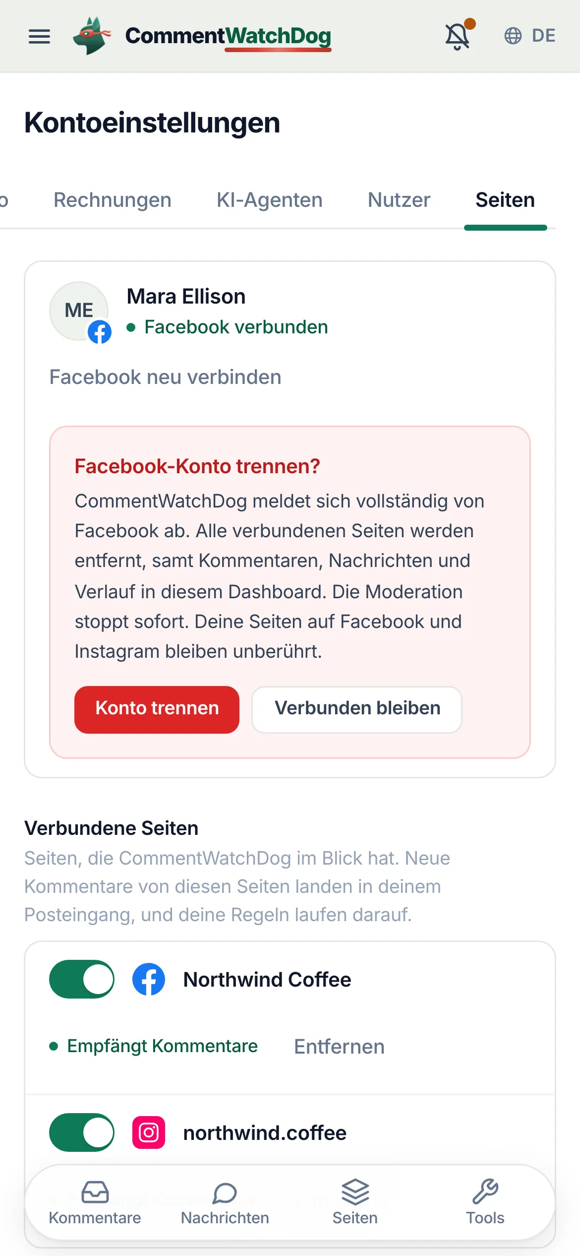 Dasselbe auf dem Handy.