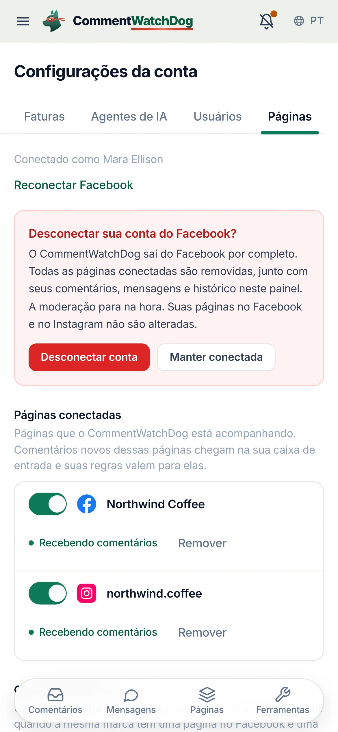 O mesmo em um celular.