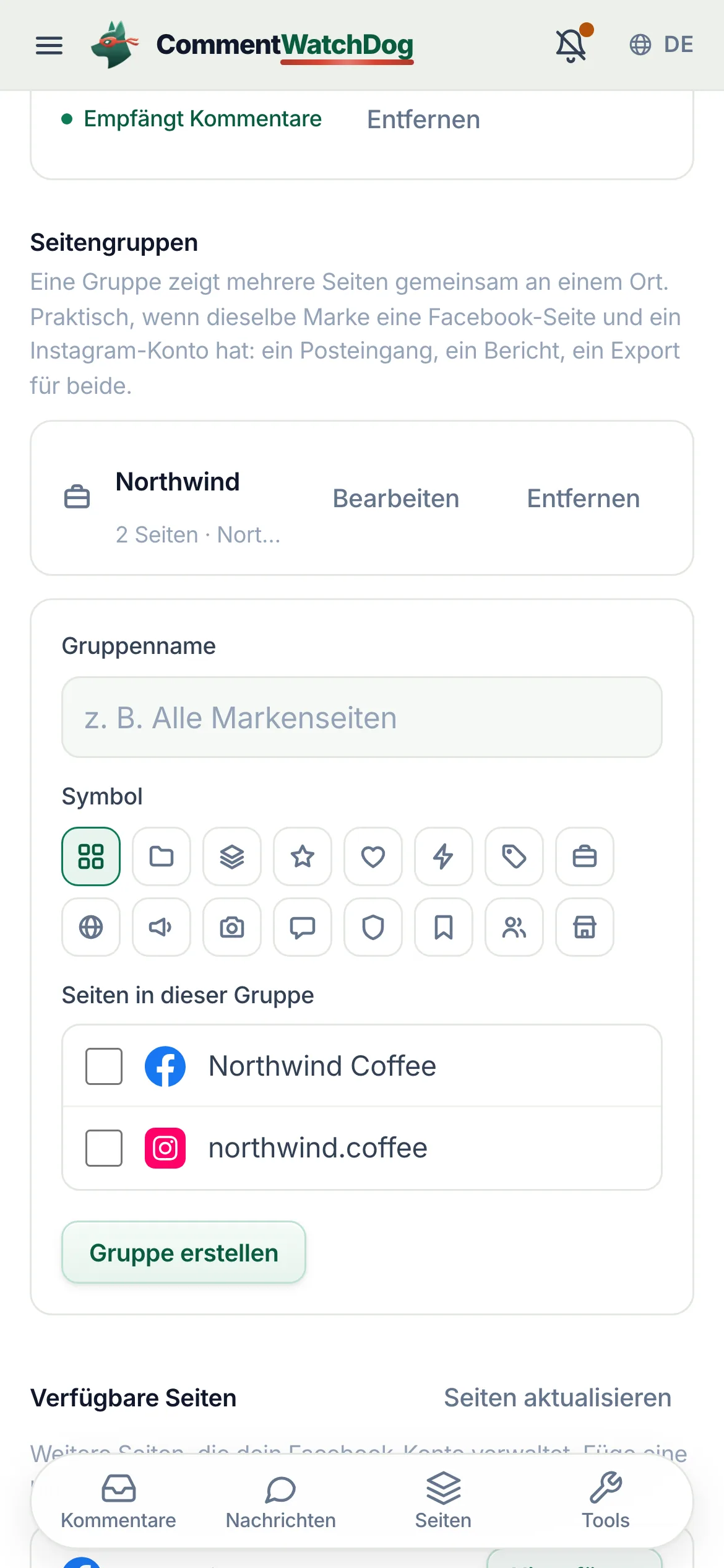 Dasselbe auf dem Handy.