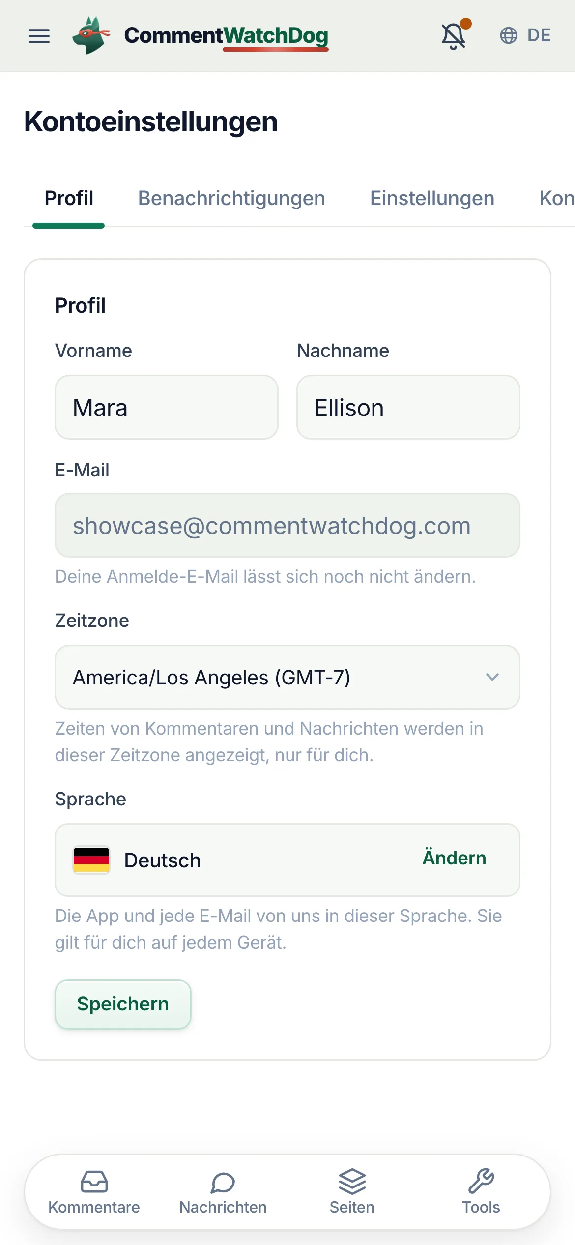 Dasselbe auf dem Handy.