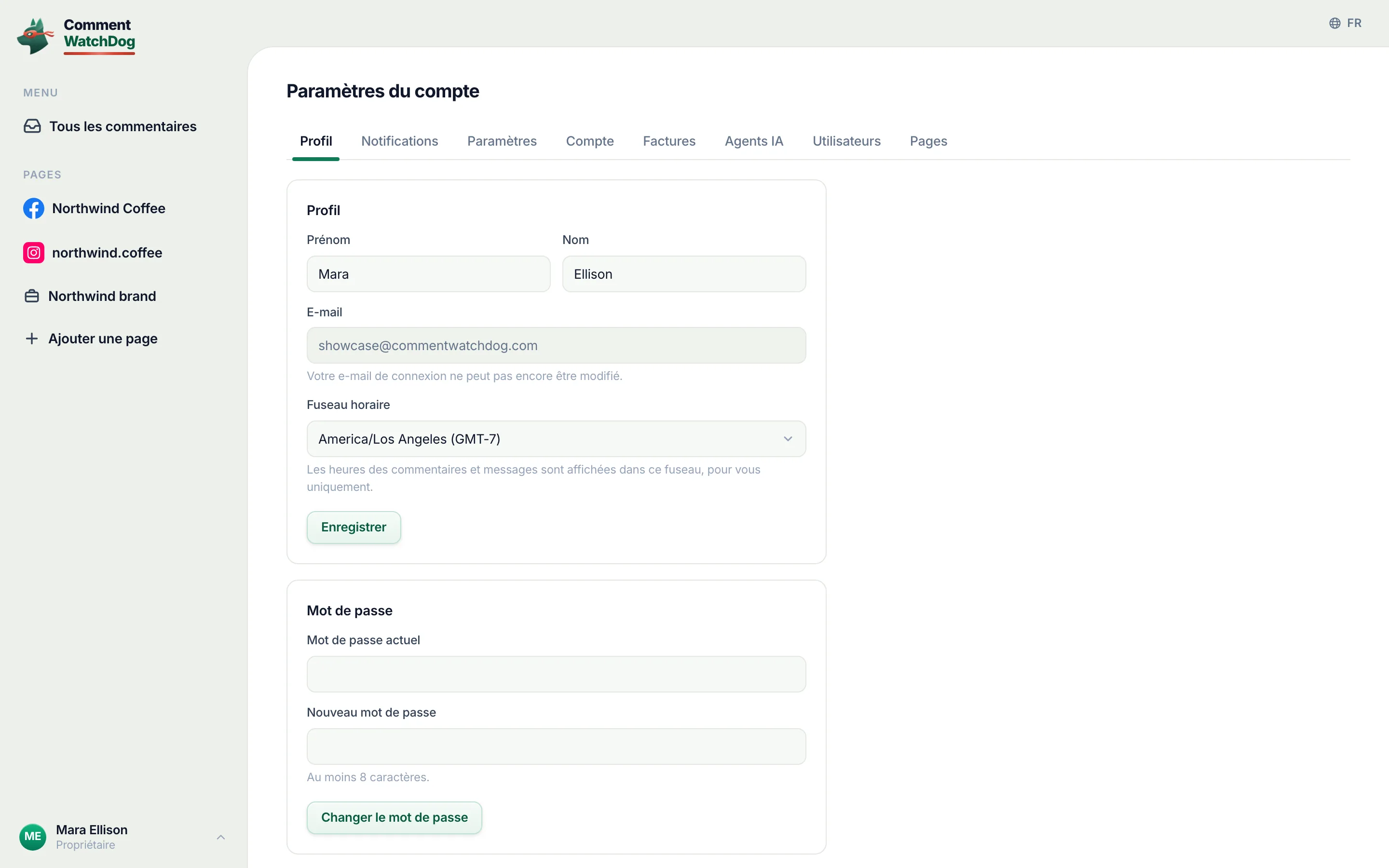 La page de profil.