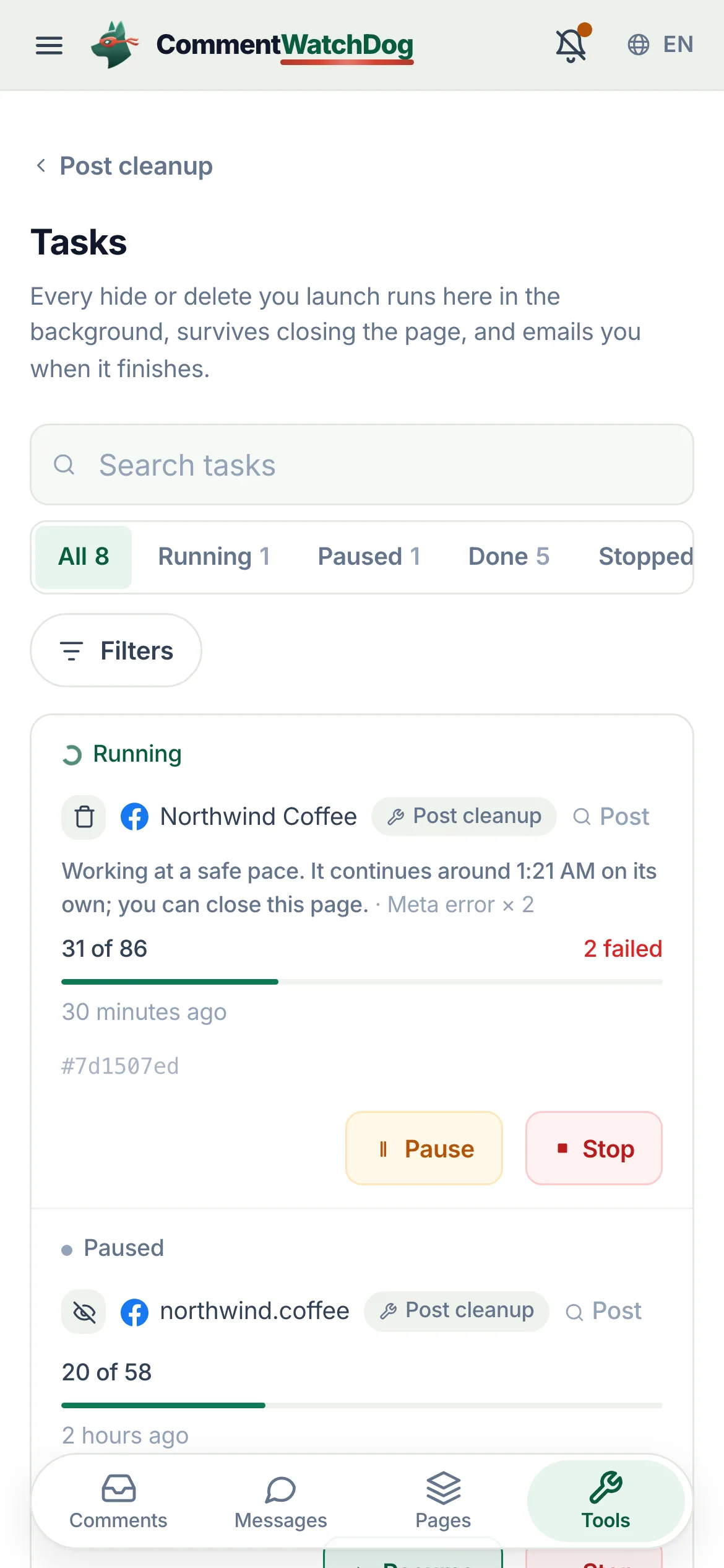 Tasks on a phone.