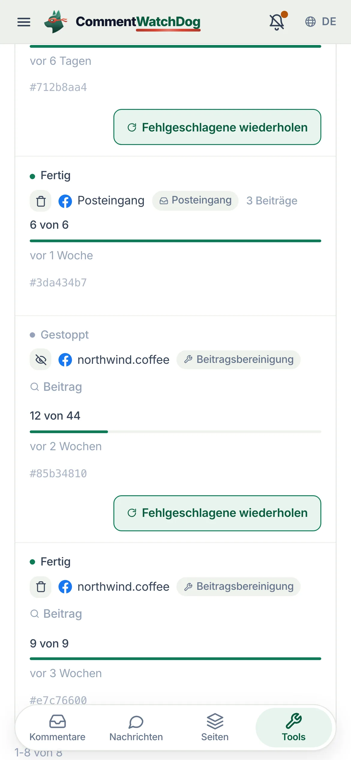 Dasselbe auf dem Handy.