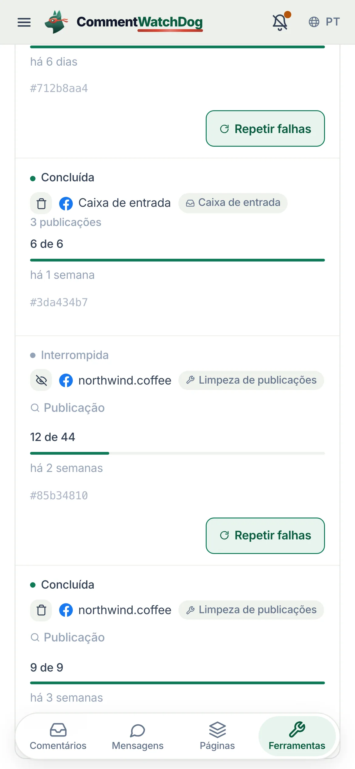 O mesmo em um celular.
