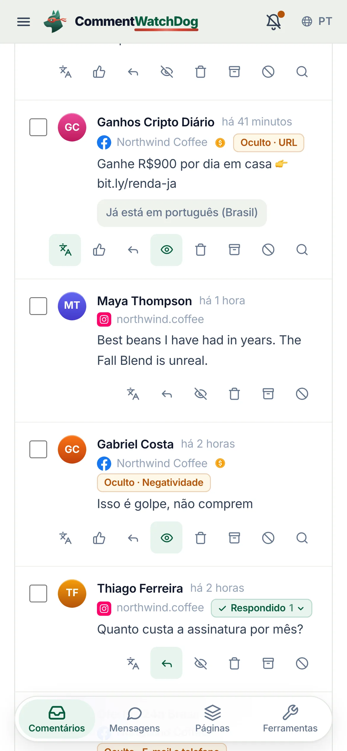 O mesmo em um celular.