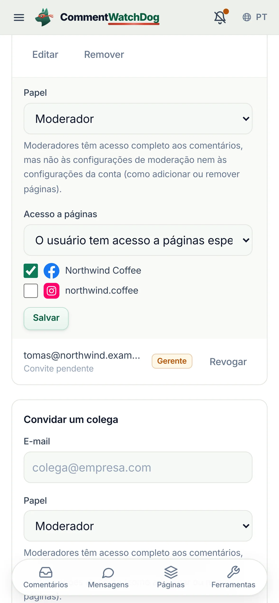 O mesmo em um celular.