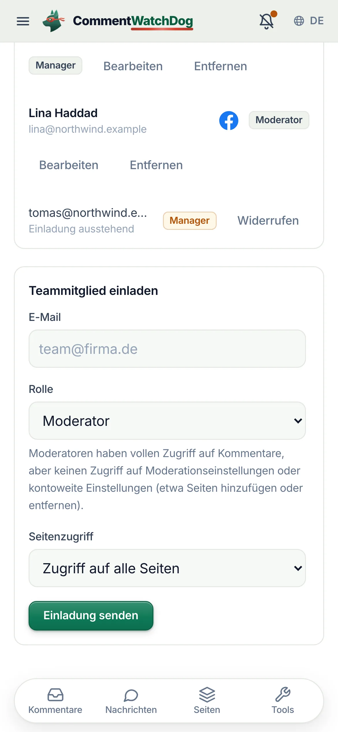 Dasselbe auf dem Handy.